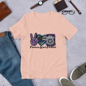 Peace Love Police Graphic Tee, Thin Blue Line, Police Wife, Law Enforcement