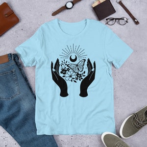 Hands with Butterfly Graphic Tee, gift for her, nature inspired, mother&#39;s day, butterfly garden