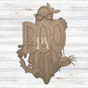 BOO Ghost Door Hanger: Laser Cut MDF, DIY Halloween Decor