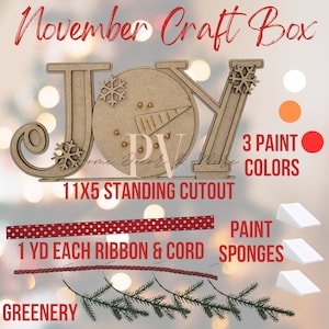 November 2023 Craft Box, Laser Cutout, Winter Craft, Farmhouse Decor, Shelf Sitter, Snowman Decor