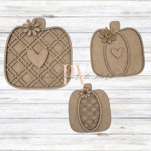 Set of 3 Standing Layered Pumpkin Cutouts, Laser Cutout, DIY Paint Project, Autumn Decor