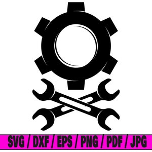Wrench and gear svg, wrench svg, gear svg, repair svg, garage svg, wrench silhouette svg, repairman svg