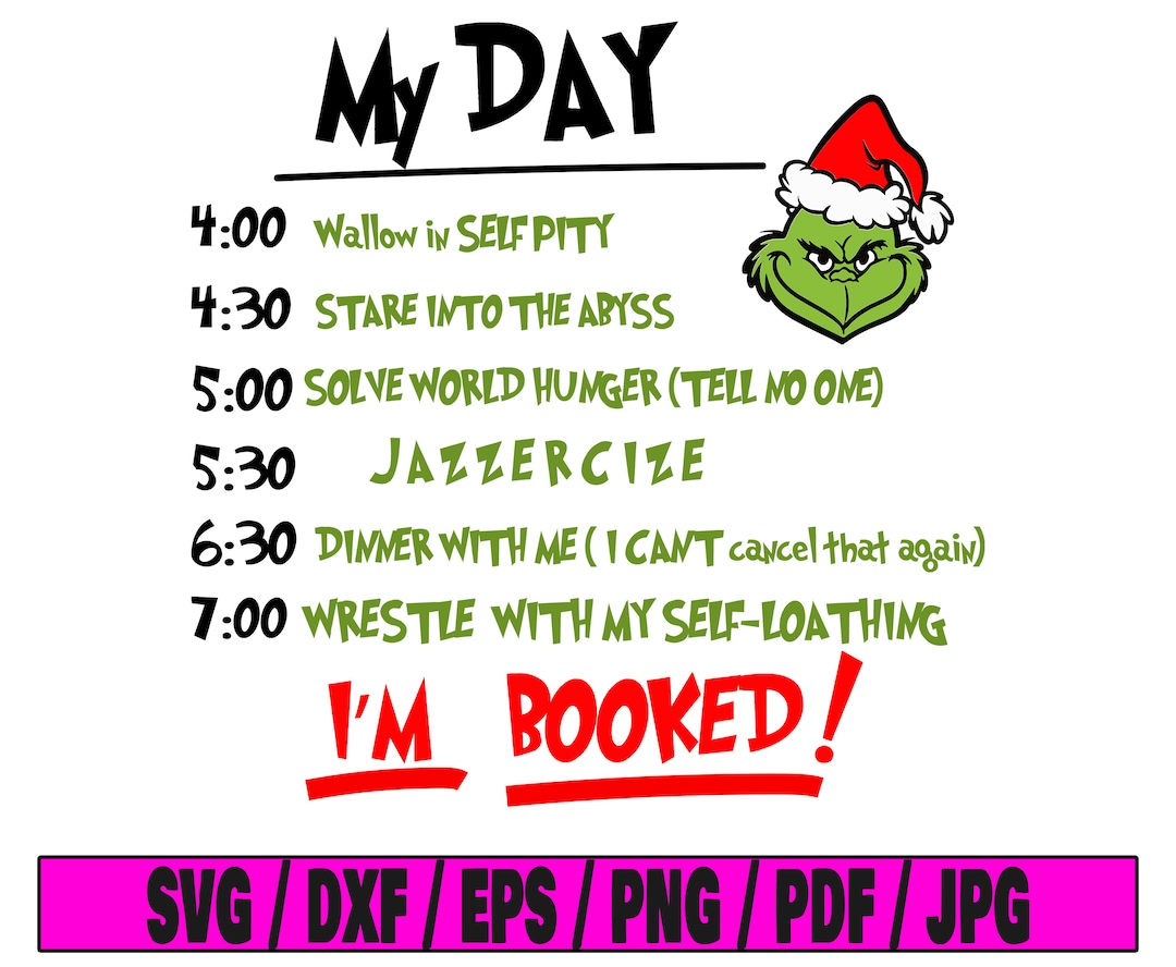 Grinch Schedule Svg Schedule Svg Grinch Svg Grinchmas Svg Etsy