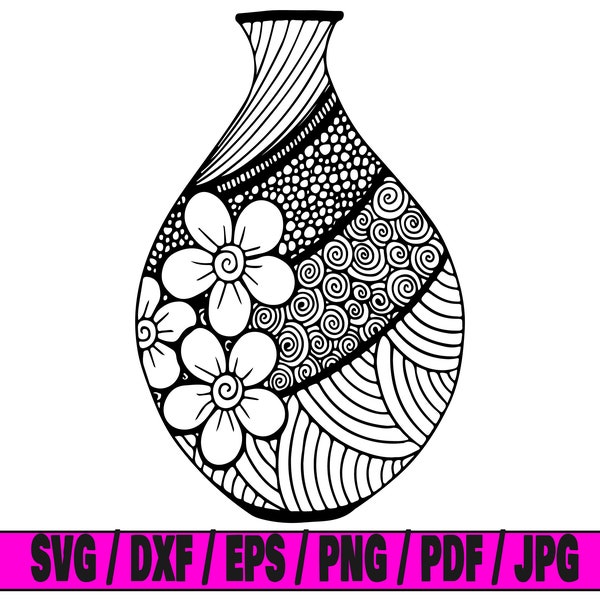 Vase svg, vase floral svg, vase pattern svg