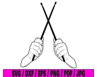 Svg de batteur, svg de bâton de tambour, svg de musicien, silhouette de batteur