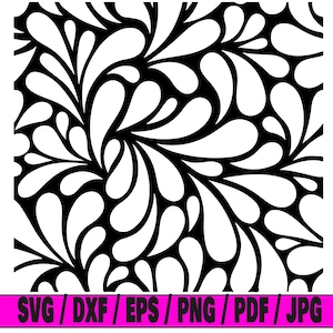 Puede incluir: Patrón abstracto en blanco y negro con un diseño de remolino de formas de lágrima.