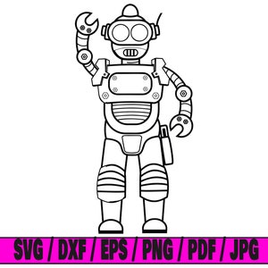 Retro robot svg, robot svg, retro svg, vintage scg, sci fi svg, robot outline svg