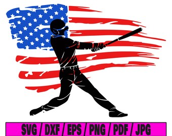Baseball svg, baseball player svg, american flag svg, american baseball svg, baseball silhouette