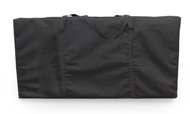 May include: A black canvas carrying case with two handles and a zipper closure.