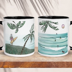Surfer Girl Mug, Beach Coffee Mug, Surf Gifts