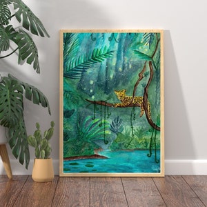 Jaguar Wall Art, Jaguar Art Print, Jungle Painting, Physical Art Print