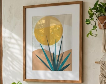 Boho Agave Print, Modern Desert Wall Art, Abstract Desert Poster