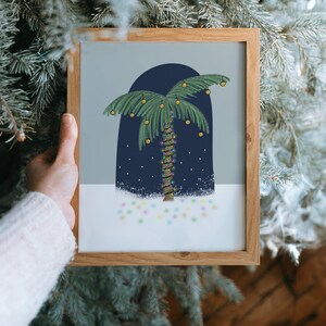 Christmas Palm Tree, Coastal Christmas Art, Holiday Beach Print - Etsy
