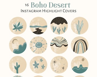 Instagram Highlight Covers, Boho Desert Highlights, Beige Instagram