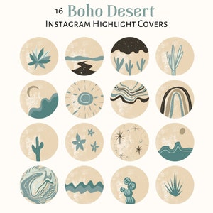 Instagram Highlight Covers, Boho Desert Highlights, Beige Instagram