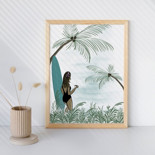 Surfer Girl Print Etsy
