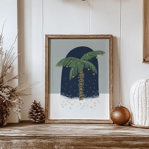 Christmas Palm Tree, Coastal Christmas Art, Holiday Beach Print - Etsy