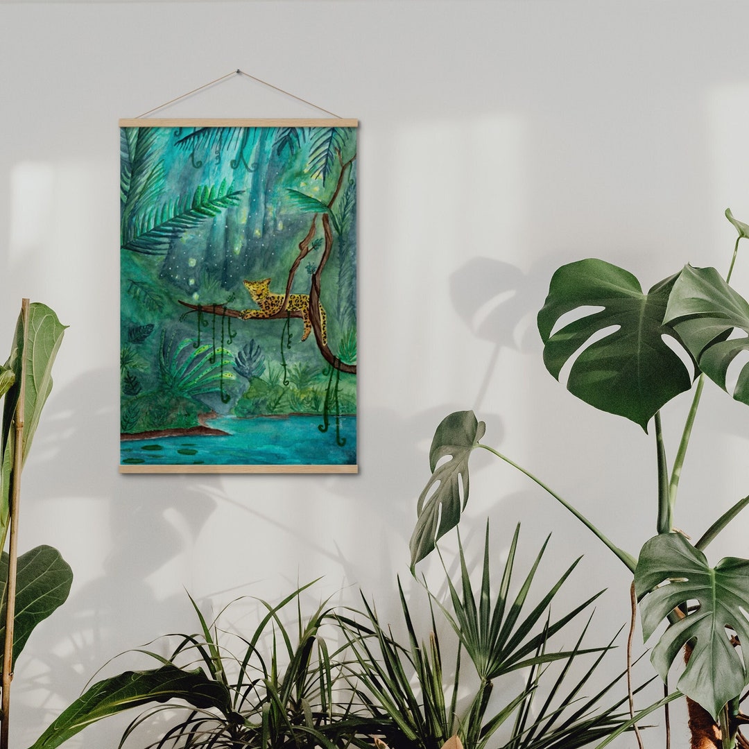 Jungle Jaguar Wall Hanging Jungle Wall Decor Jungle Painting Etsy