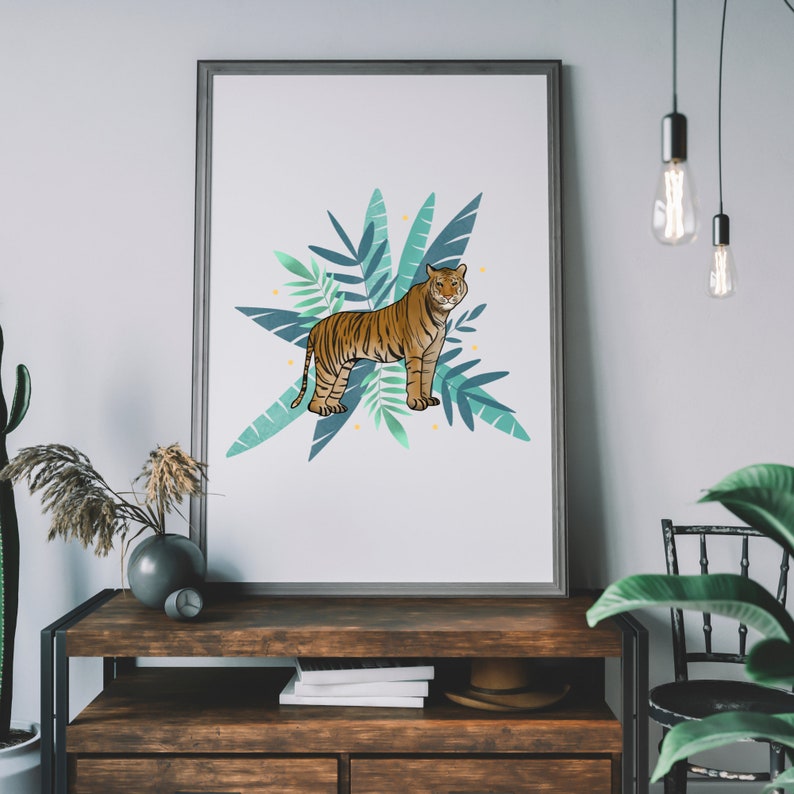 Tiger Wall Art Boho Jungle Poster Tiger Printable Etsy
