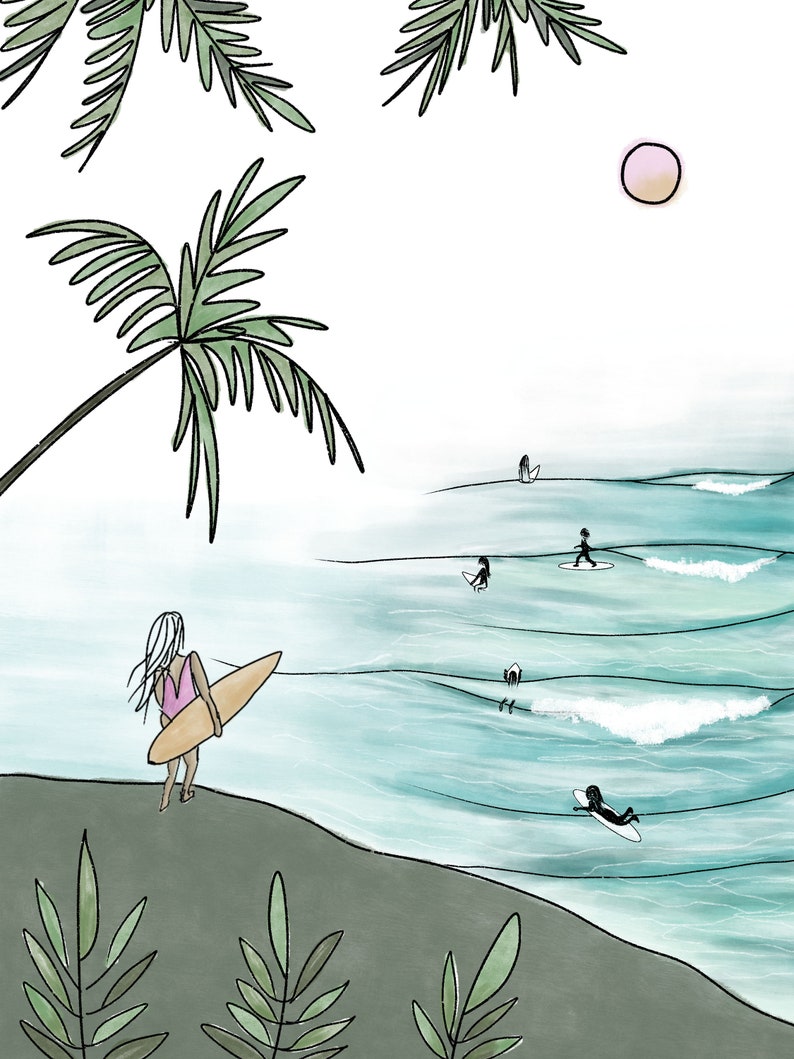 Surfer Girl Print Surf Wall Art Beach Girl Wall Art Etsy