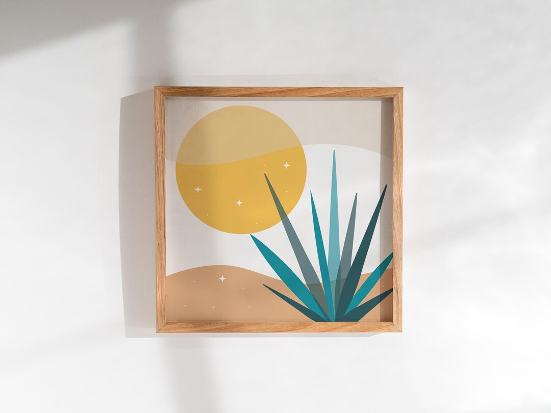 Boho Agave Square Print, Abstract Desert Poster, Modern Desert Wall Art ...