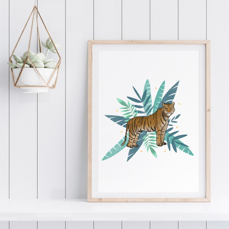 Tiger Wall Art Boho Jungle Poster Tiger Printable Etsy