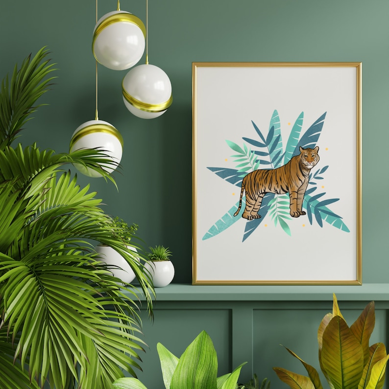 Tiger Wall Art Boho Jungle Poster Tiger Printable Etsy
