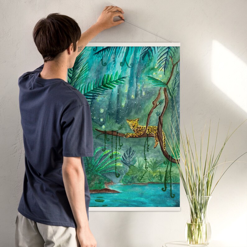 Jungle Jaguar Wall Hanging, Jungle Wall Decor, Jungle Painting Etsy