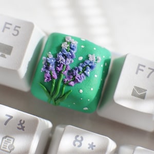 Lavender keycap | Flower cute key caps | Keyboard caps | Gamer gifts