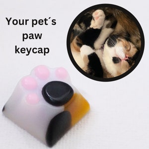 Custom keycaps | Personalized paw keycap for mechanical keyboard | Cat or dog resin key cap | Your own pet memorial