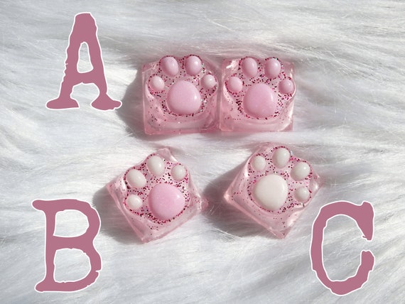 Cat paw keycap | Pink glitter keycap set | Artisan | OEM CHERRY MX
