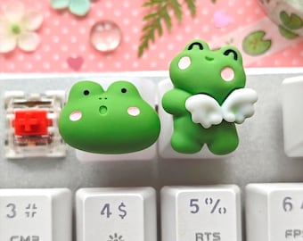 Frog artisan keycap | Kawaii keyboard caps | Cutecore green key caps | OEM