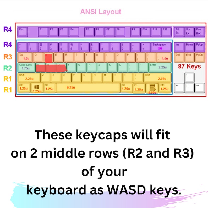 WASD Keycap Set | 4 Artisan Key Caps With Amethyst and Real Flowers - Etsy