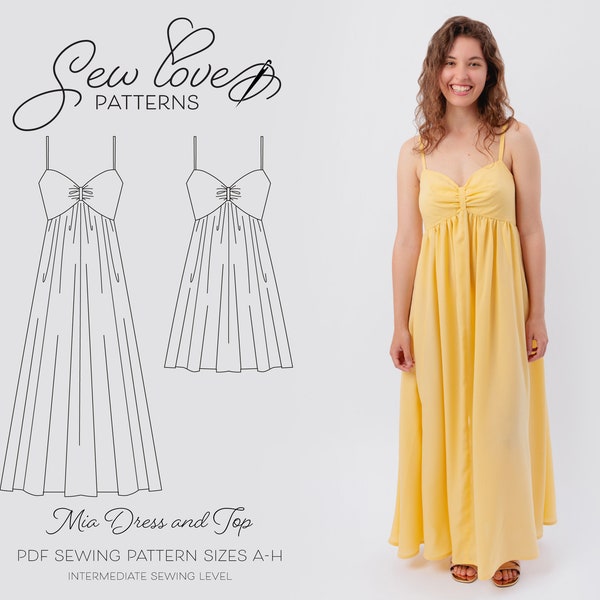 Sew Love Patterns Mia Dress and Top Pdf Sewing Pattern -  Maxi Dress & Babydoll Dress Sewing Pattern