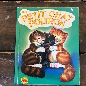 livre jeunesse français vintage « Le Petit Chat Poltron » | livre jeunesse vintage en français | Livre français sur les chats pour enfants