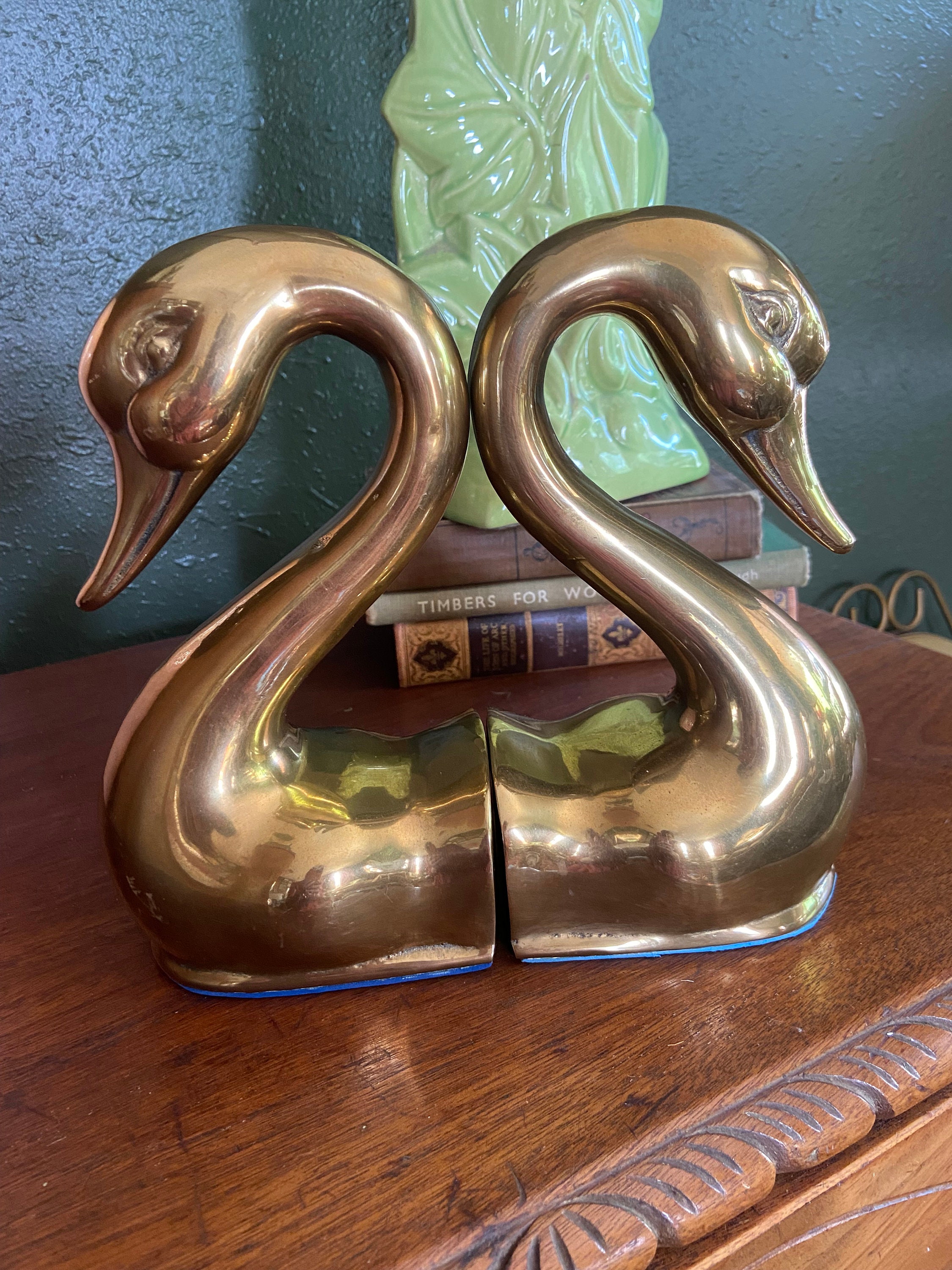 Brass Swan Bookends Vintage Bookends Heavy Swan Bookends for Etsy
