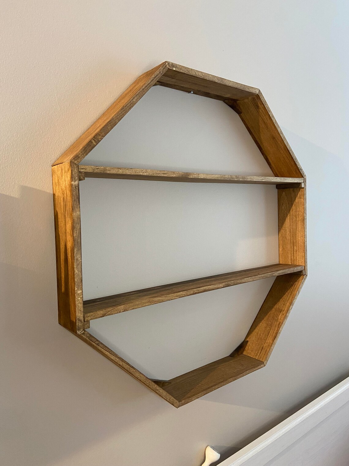 Rustic Wood Octagon Shelf // Wooden Floating Shelf // Hexagon Etsy