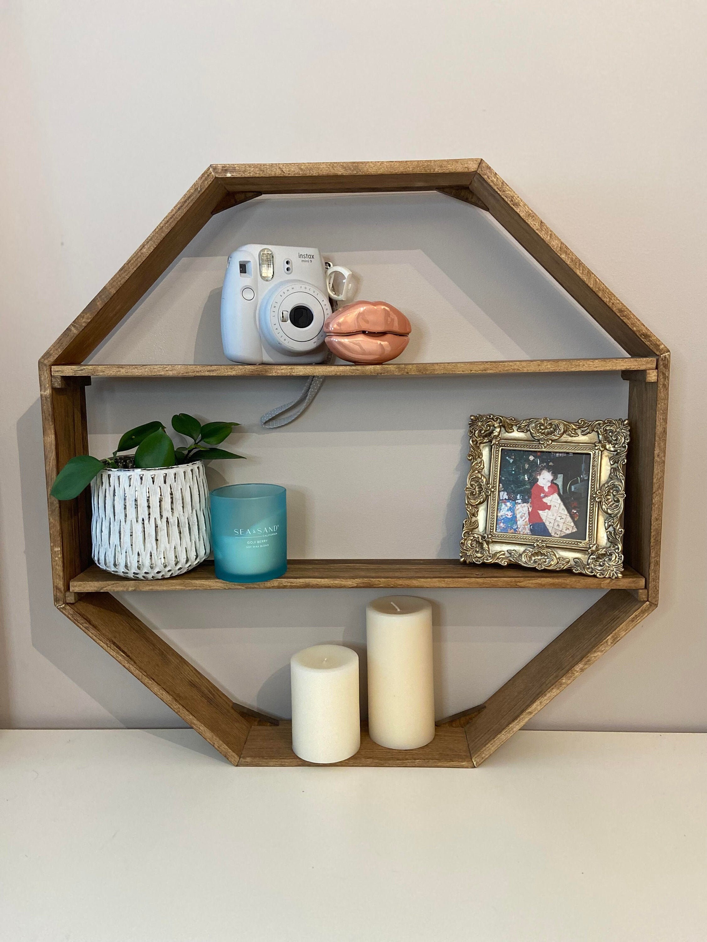 Rustic Wood Octagon Shelf // Wooden Floating Shelf // Hexagon Etsy