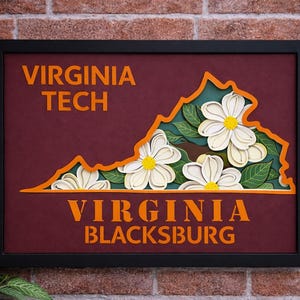 Virginia Tech Shadow Box | Handcrafted Hokie Alumni Gift