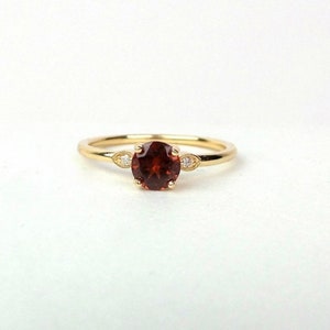Garnet Ring / Diamond Garnet Ring / 14k Gold Garnet Ring / January Birthstone Ring / Dainty Garnet Ring /Stackable Garnet Ring