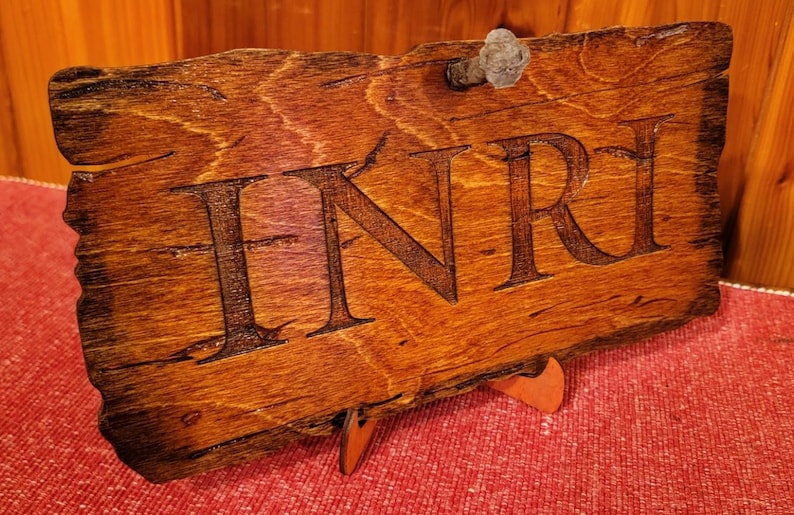 INRI Crucifixion Sign – Wooden Replica with Hebrew, Greek, Latin Inscription image 15