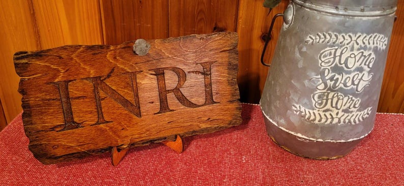 INRI Crucifixion Sign – Wooden Replica with Hebrew, Greek, Latin Inscription image 8