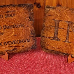 INRI Crucifixion Sign – Wooden Replica with Hebrew, Greek, Latin Inscription image 13