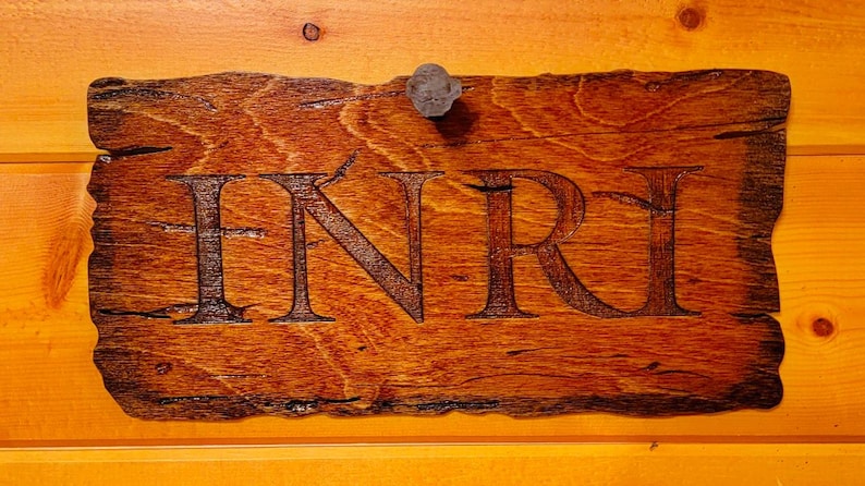 INRI Crucifixion Sign – Wooden Replica with Hebrew, Greek, Latin Inscription image 19