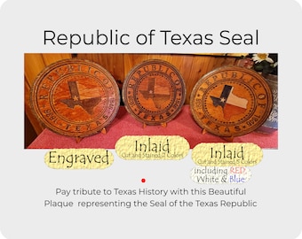 Republic of Texas Seal Plaque: Laser Cut Wood, Texas History Decor