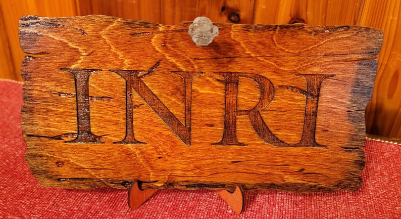 INRI Crucifixion Sign – Wooden Replica with Hebrew, Greek, Latin Inscription image 14