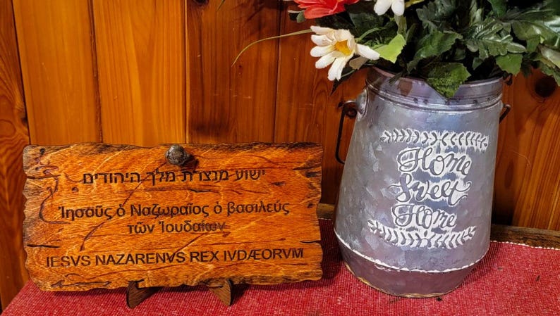 INRI Sign in Aramaic, Greek and Latin