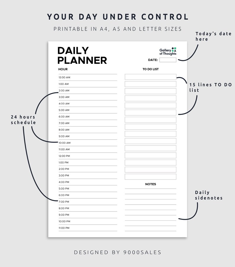 Editable Daily to Do List Planner Printable, 2022 Daily Planner PDF, 24