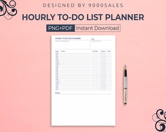 Hourly To Do List Planner Printable, 2021 2022 Daily Planner PDF, 24 Hour Planner, Academic/Minimalistic Scheduler, A4, A5, Letter Size