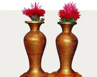 Hand painted flower vase for fall room decor and wedding gift-